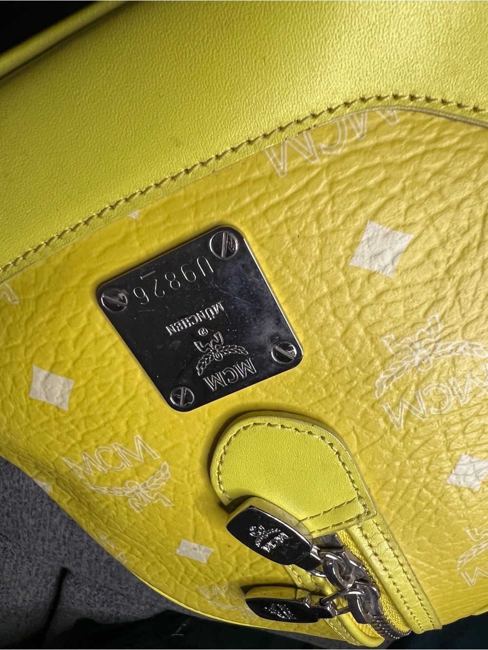 RARE MCM Yellow Visetos Floral Embroidered Boston Satchel Bag - Picture 3 of 12